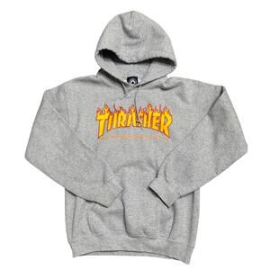 THRASHER MAGAZINE HOODIE S SMALL GREY GRAY HOODED SWEATER PULL OVER DRAW STRING